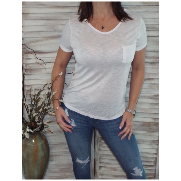 Burnout Melange Tissue Scoop Shirt Tee White 1120 - Picture 7 of 7